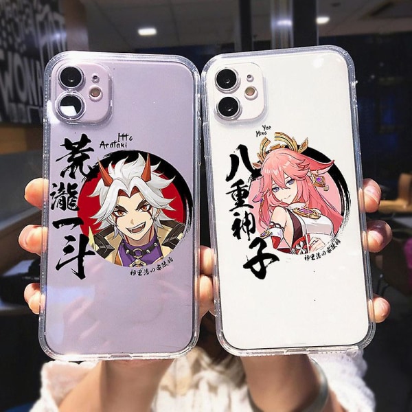 Genshin Impact Iphone- case för 13 12 11 Pro Max Mini 8 7 6 Plus Funny Creative Shell For X Xs Xr Se 2020 Cover Coque-7 For iPhone 11Pro Max