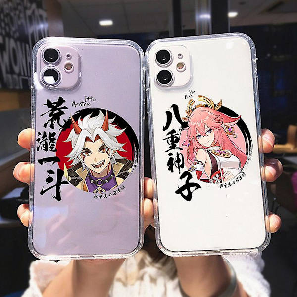 Genshin Impact iPhone-cover til 13 12 11 Pro Max Mini 8 7 6 Plus Sjovt Kreativt Shell Til X Xs Xr Se 2020 Cover Coque-13 For 7Plus 8Plus