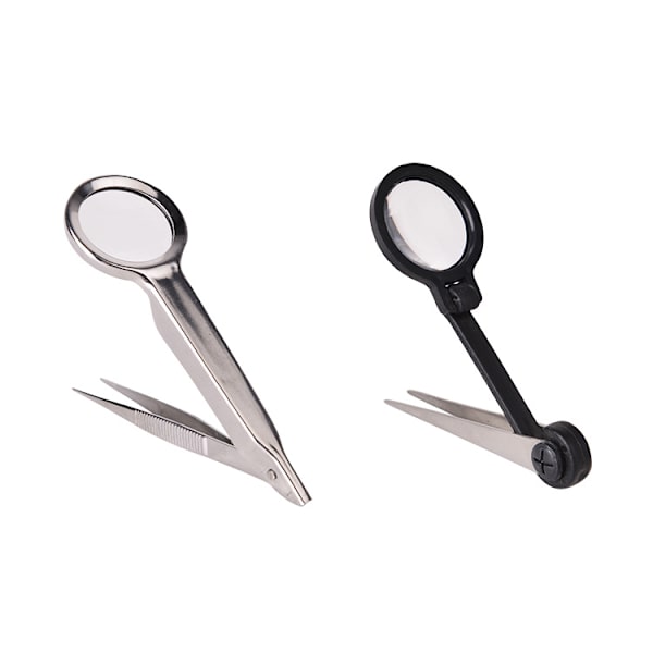 Set med 1 pincett med LED-förstoringsglas + individuellt case Sil