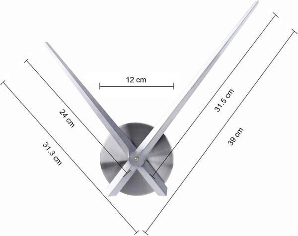 Stor väggklocka visare 31,5 cm Enkel silver utan nummer DIY Fr