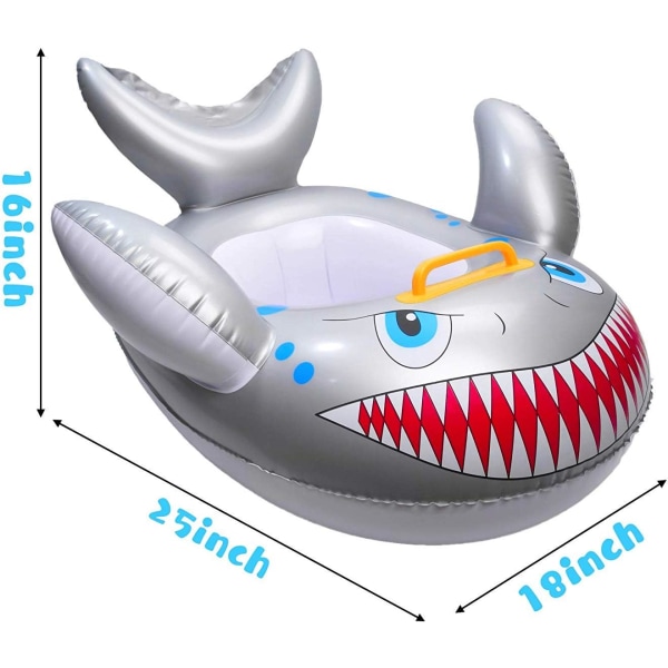 Simringar Haj Simring Baby Pool Float Toy Tecknad Uppblåsbar Fisk Simring Sommar Pool Float Ring för 1-3 år gamla barn