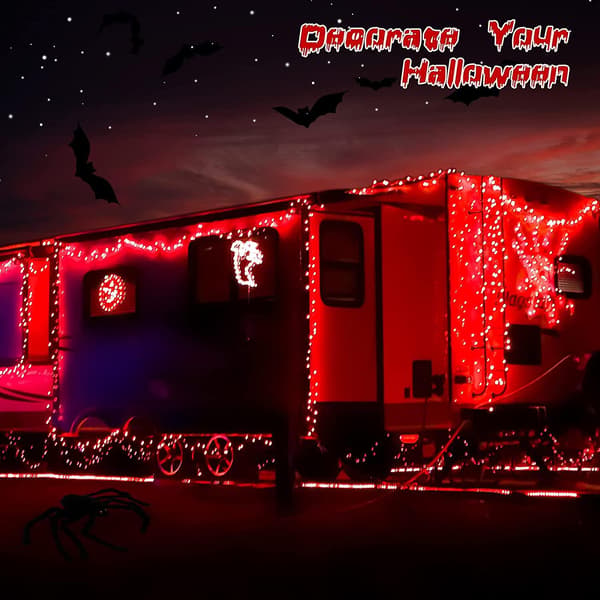 2-pack 200 LED Röda Solar Halloween-ljus utomhus, varje 66ft röda Solar String Lights utomhus Vattentät