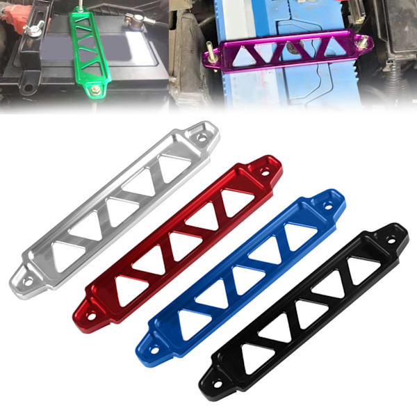 Universal aluminiumbatteri Fäst fäste Hållare Clamp Stabilisator 5-håls bilbatteri för att binda fast stag Justerbart ställ Black