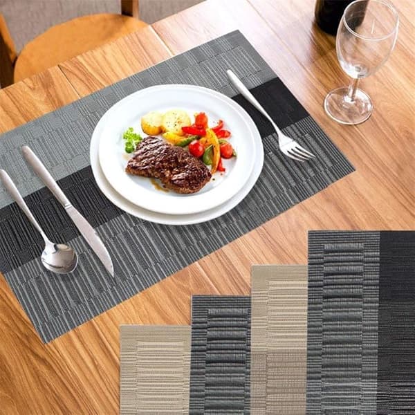 6 stk Sklisikre PVC Plassmatter (Sølvgrå), Vaskbare Plassmatter (4