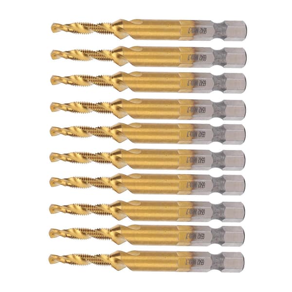 10 stk. M4 HSS Skruetrækker Kit Højhastighedsstål 3,3 mm Borebits Hex Skaft Tappeværktøj