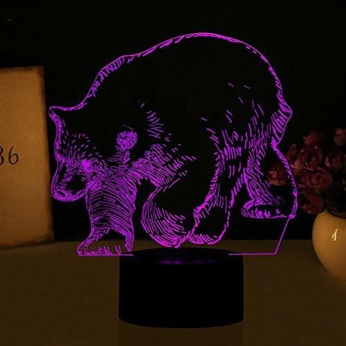3D Isbjørn Natlampe Bord Skrivebord Optisk Illusion Lamper
