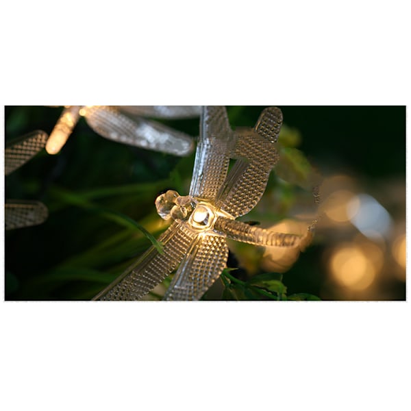 10 Varmhvide LED Dragonfly Solcellelamper