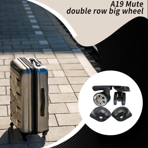 2 delar resväska hjul Bagageväska Case Roller Avtagbar Black Dual Rows