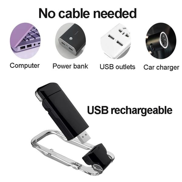 Hvit Mini LED Clip Book Light USB Oppladbar bok leselys