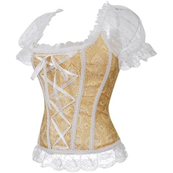 Korsetter för kvinnor Overbust Bustier Top Gothic Sexy Shoulder 8108yellow 5XL