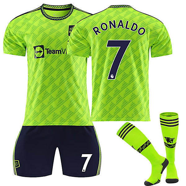 22/23 Ny sæson Udebane(2) Manchester United F.C. RONALDO Nr. 7 Børne Jersey-pakke Barn-18