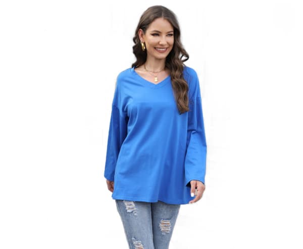 Loose Drop houlder leeve V-Neck olid Top S