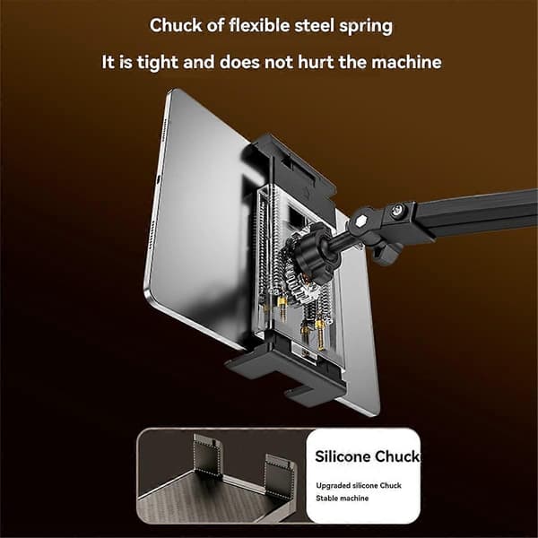 Justerbar sengetabletholder Roterbar lang arm metal desktop tabletbeslag klemme til 4,7-10,2 tommer til tablet