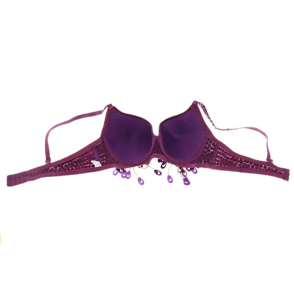 1/2/3 Vatsatanssi Helmillä koristeltu BH Paljetit Toppi seksikäs tanssiva laulaja Purple 36 Size 1 Pc