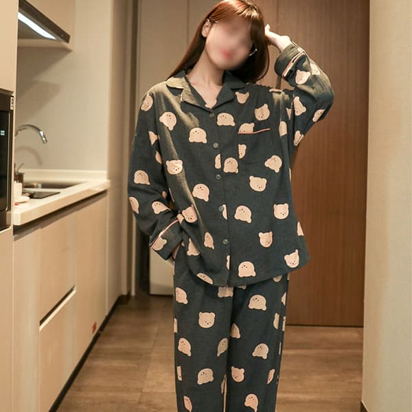 Soveklær Pyjamas Dame vår og høst bomull langermet tynn XXL