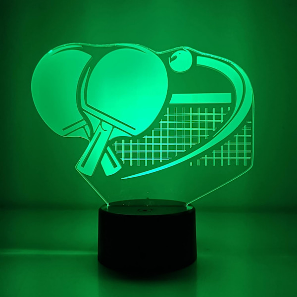 Creative 3D Ping Pong Paddle Night Light USB driven fjärrkontroll