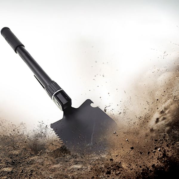 Multifunktionell campingskyffel utomhus portabel spade black
