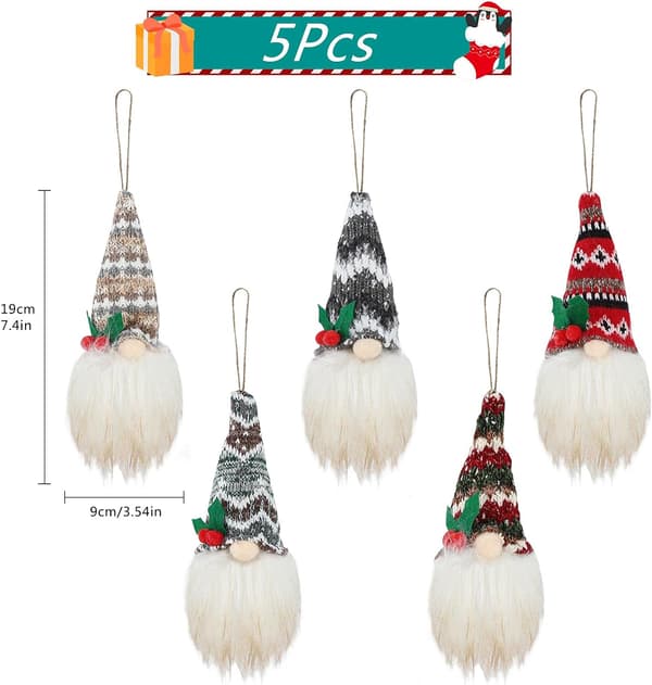 Julehengende nisser Ornament LED (5 stk)