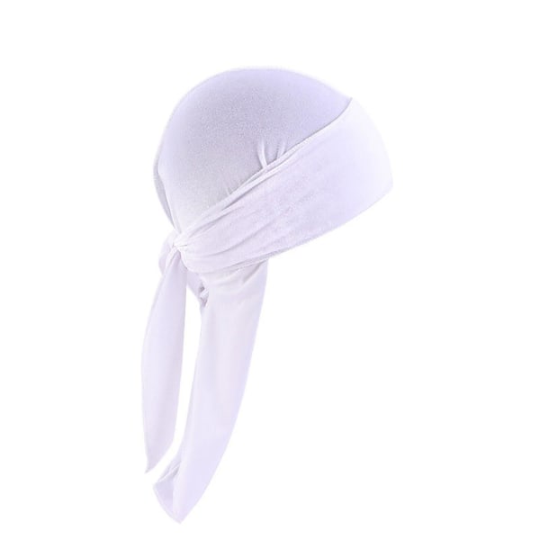 Durag Cap Enfärgad Ultra Mjuk Håll Varm sammet Män Kvinnor Head Wrap med lång svans för vintern