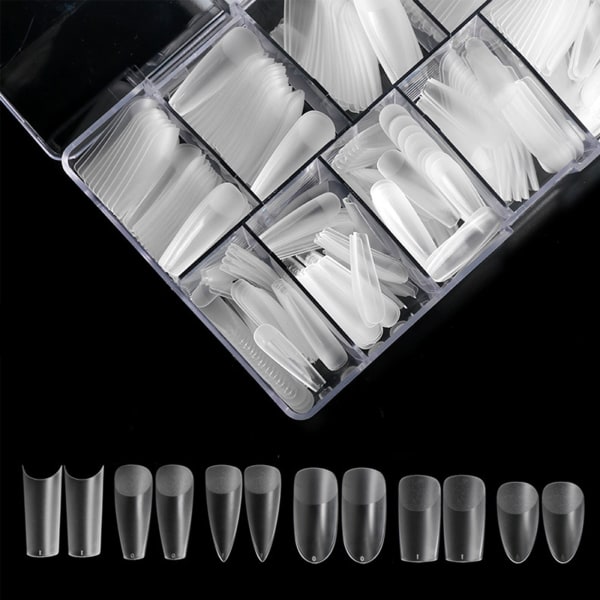 500 st Transparenta falska nagelspetsar Matt fyrkantig trapets stilettdropp Oval falska nageltips för hem DIY Nail Art Salon Water drop