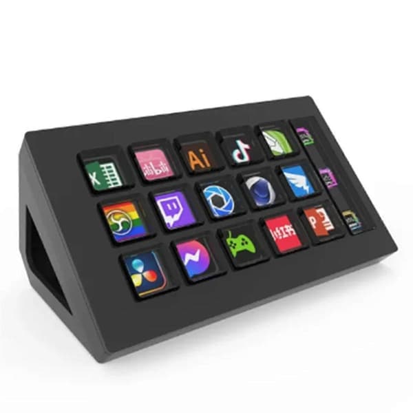 Til StreamDeck Visuelt Tastatur LCD-knap 15 Taster Live Indholdsskabelse Controller Brugerdefineret Knap til Windows/IOS (Sort)