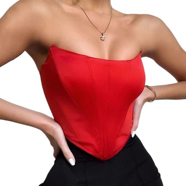Ærmeløs Top Off Shoulder Corset RØD red M