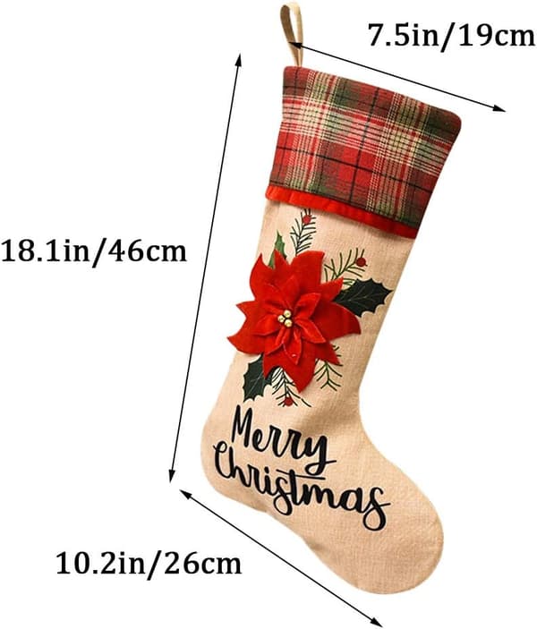 4-pack julstrumpa, 18 tums 3D-mönster Xmas-manschett
