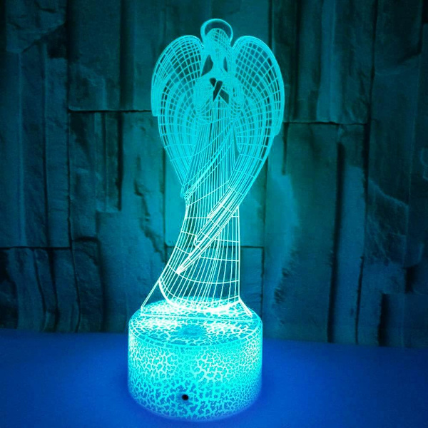 3D Engel Ving Natlampe Illusion 7 Farveskiftende Touch