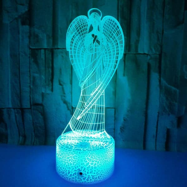 3D Engelvinge Nattelysl lampe Illusions 7 Farge Skiftende Berøring