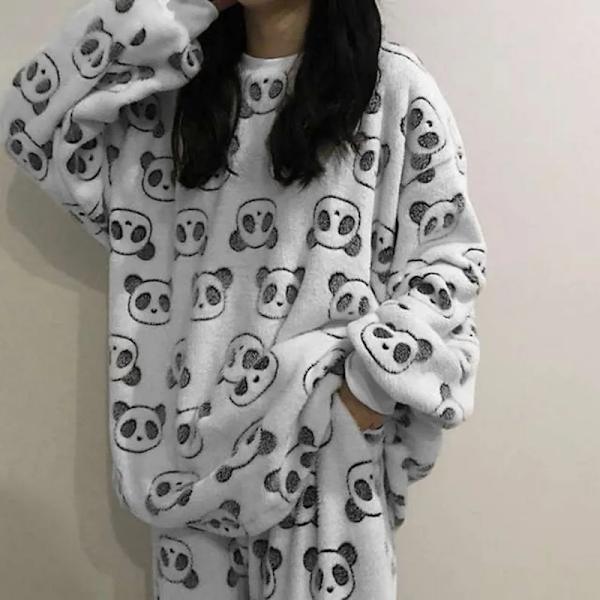 Naisten syksyn talven lämmin flanelli naisten pyjamasetti Style 5 L