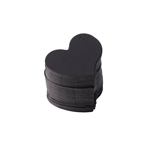 100st Hjärtform Tomt Kraftpapperskort Presentetikett Etikett DIY Party Bröllopshantverk Black