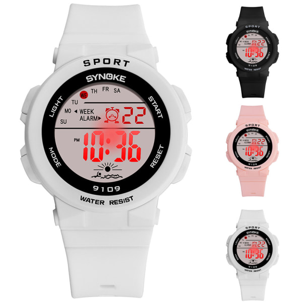 Barnarmbandsur Vattentät digital watch med 7-färgs bakgrundsbelysning Pink