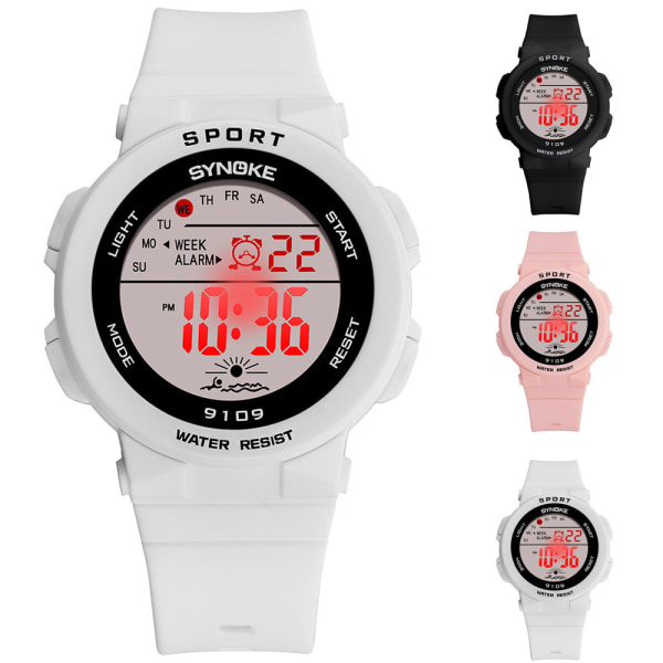 Klokke for kvinner Vanntett LED digital klokke Pink