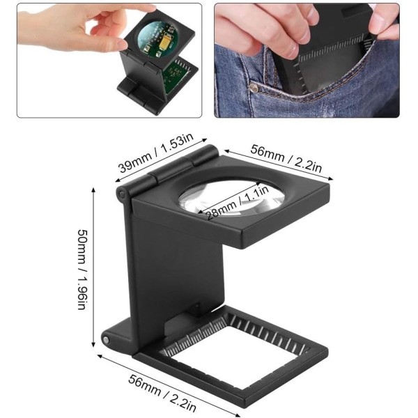 10X 28mm mini tre vikbar skärmförstoringsglas 10X zinklegeringsförstoring med skala för optiskt textilsmyckeverktyg NO:4