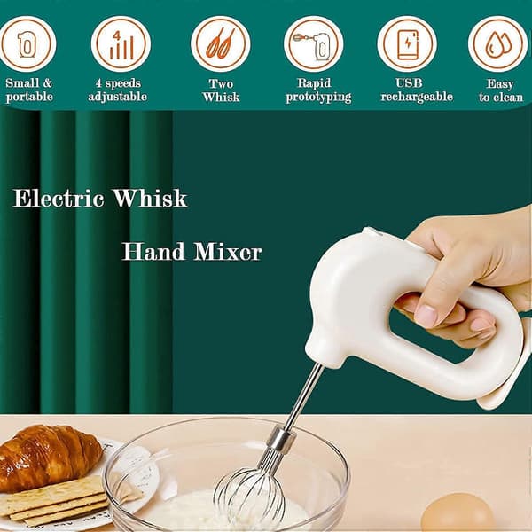 Hjem Trådløs Elektrisk Håndmikser USB Oppladbar Håndvisp Baking og Bærbar