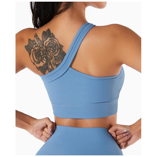 Pehmustettu urheiluliivi Langaton Medium Impact Joogaliivi Ainutlaatuinen Cross Back Strappy kuntosalille Joogaan Vaaleansininen (XL)