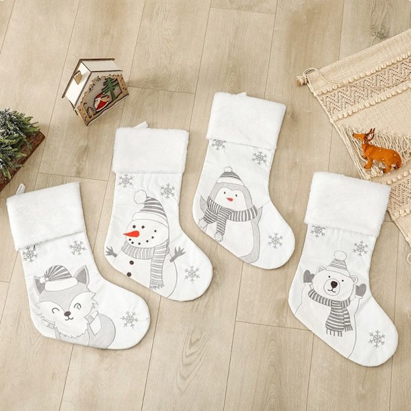 Hvide julestrømper julepynt FOX FOX Fox