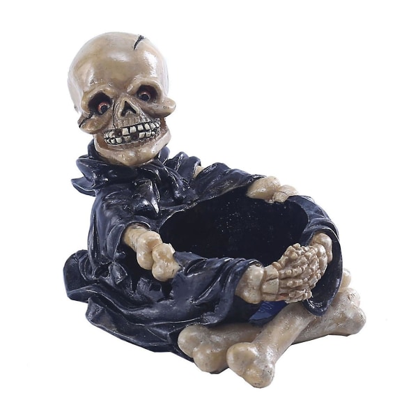 Resin Skelett Ljus Bas Realistisk Skull Askfat Halloween dekoration