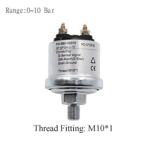 Motoroljetryckssensor med mätområde 0~5 bar /0~10 bar passande för bilbåt oljetrycksmätare M10 & NPT-1/8 10 Bar M10-1
