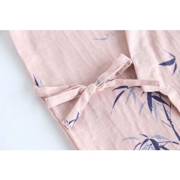 Japansk Kimono Nattlinne Morgonrock - Traditionell stil 100 % Bomull Vår Sommar Husklänning Basturock Lätt Tunna Nattkläder för Kvinnor Män