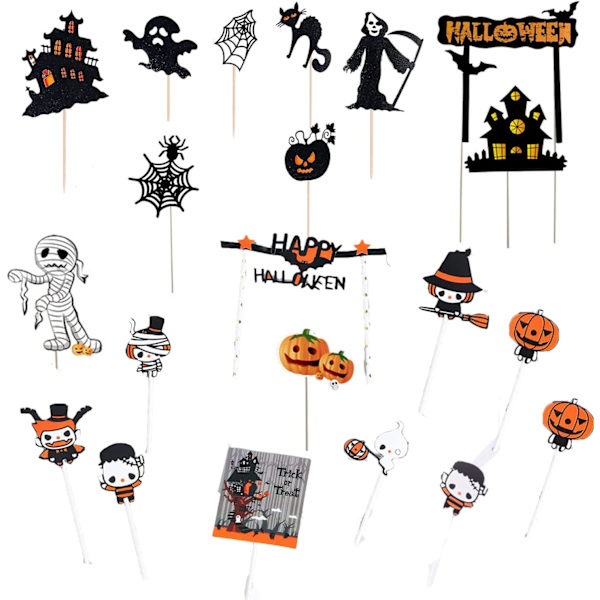 21ST Halloween Cake Toppers Set för tårtor och muffins