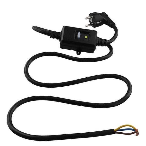 FI-afbryderstik med kabel, personlig beskyttelsesadapter EU-stik sort