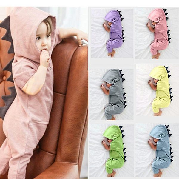 Baby Tøj Nyt Baby Drenge Piger Tøj Baby Dinosaur Hætte Jumpsuit Sæt Efterår Vinter Børnetøj Gray 3Mto60