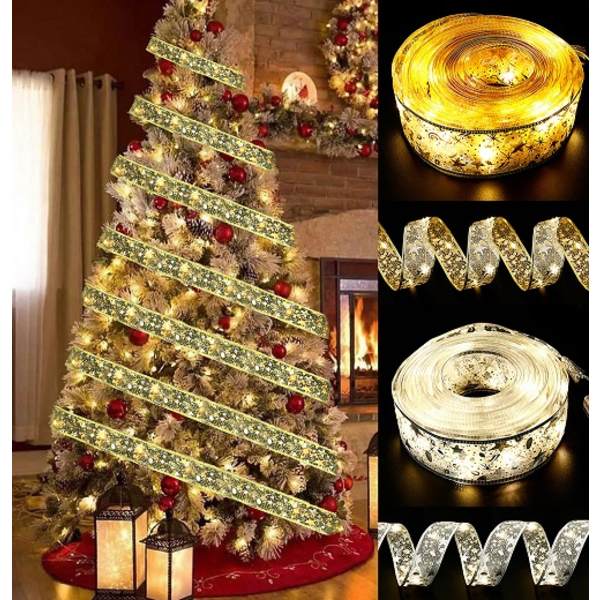 Joulukuusenkoriste LED-nauhavalaisin Golden 2M 2Pcs