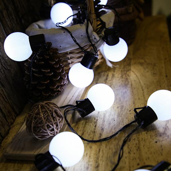 1 stk. dekorative lyskæder, 20 LED-kugler til bryllupsfest, ferie, have, gårdhave, værelse (hvid)