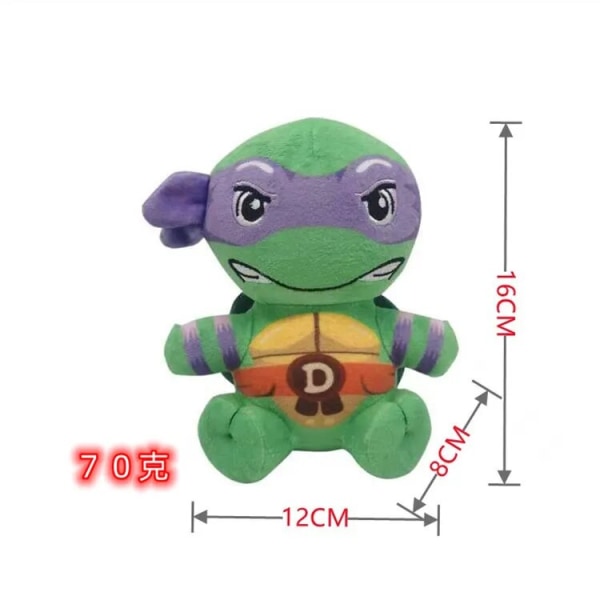 16cm Teenage Mutant Ninja Turtles Plush TMNT Leonardo Raphael Michelangelo Donatello Plushie Doll Stuffed Animal Toy Purple