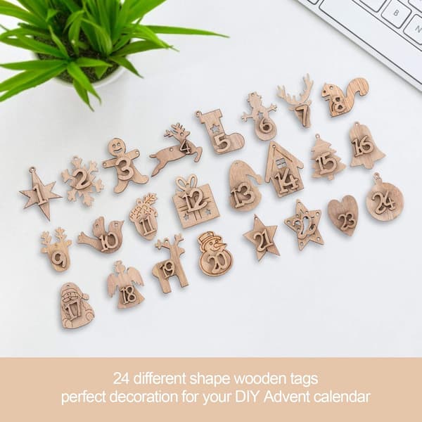 24 stk lin stoffpose, julekalenderpose, filt DIY