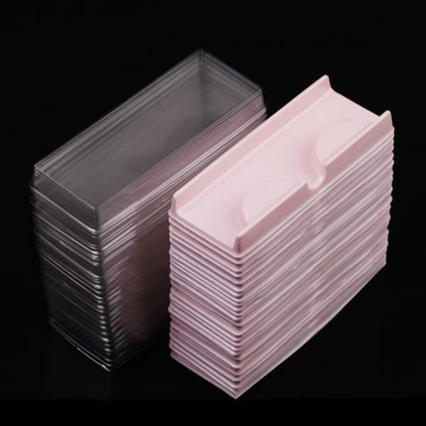 50 stk. vippeplader plasttrekantsgennemsigtig minkvippeholder e Pink