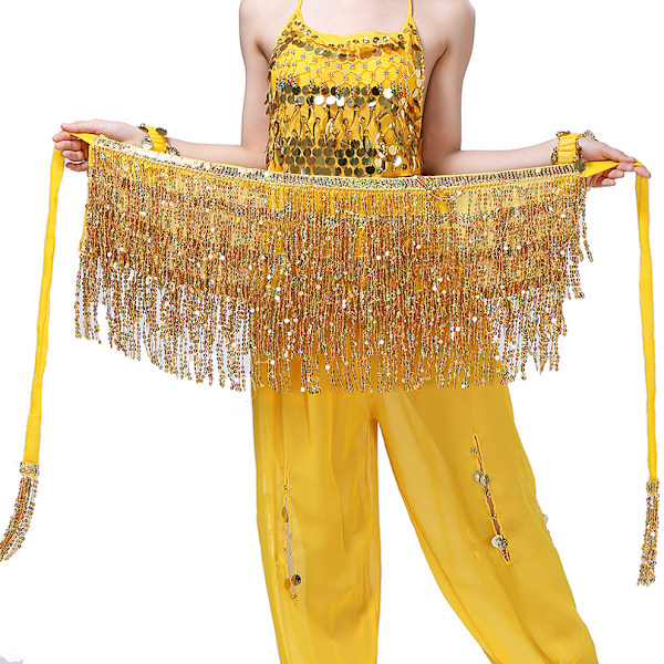 Kvinner Jente Paljett Magdanserinne Kostyme Dusk Wrap Skjørt Glitter Club Mini Skjørt Yellow