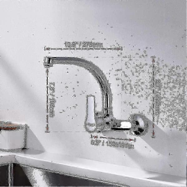 Väggmonterad köksblandare, kökskran med enkelspak, M16357, Silver